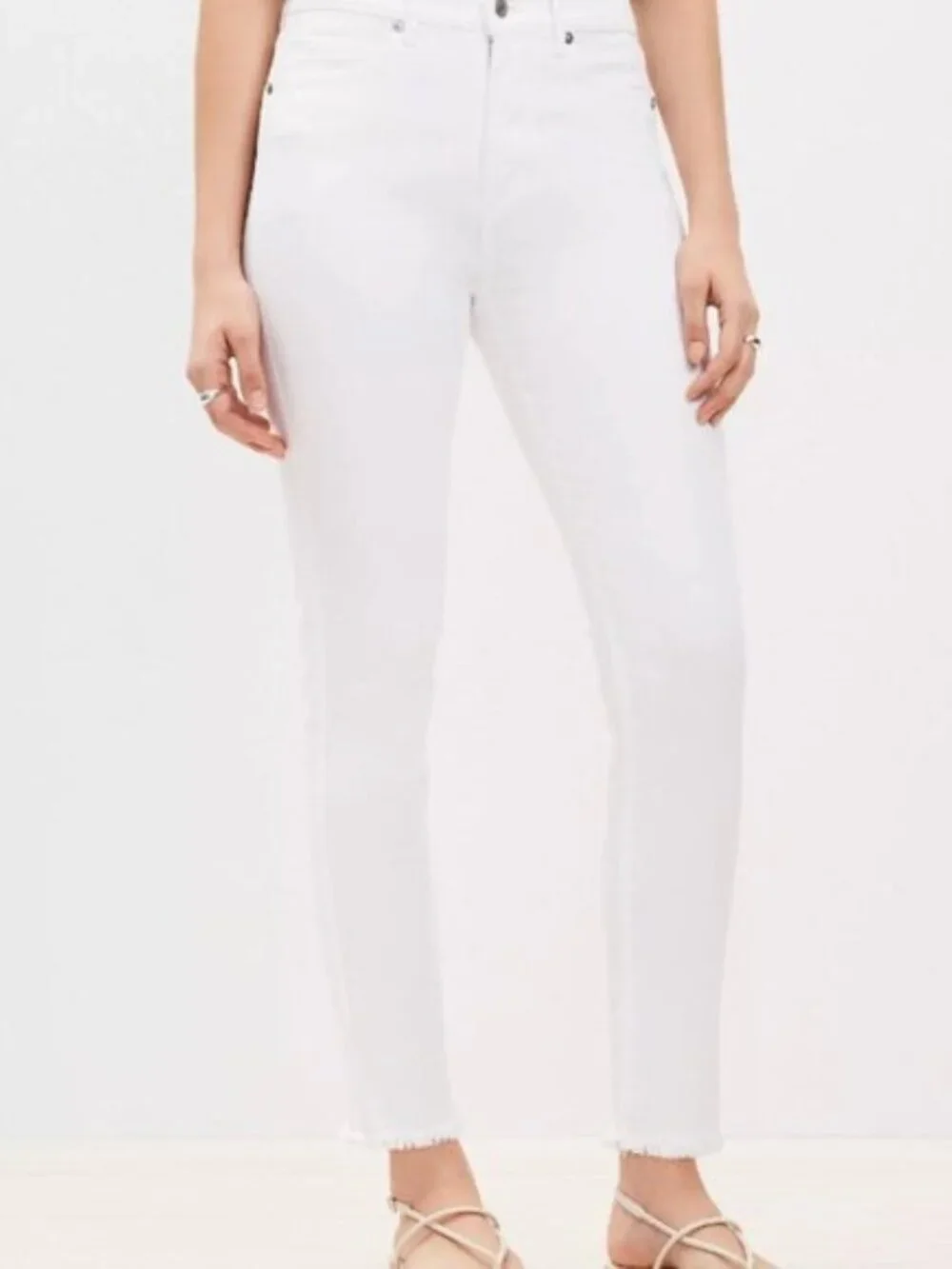 LOFT Skinny Crop Jeans White High-Rise Frayed Hem Sz 29/8 Coastal Classic Summer